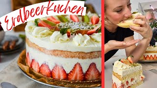 ErdbeerkuchenRezept vom Profi KonditorRezept für Erdbeerkuchen mit Rhababer [upl. by Helsell]