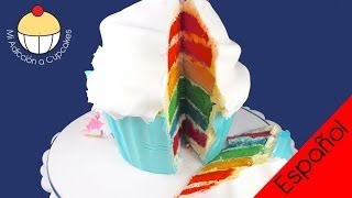 ¡Haz un Cupcake Gigante con capas Arcoíris Parte 1 [upl. by Lasonde]