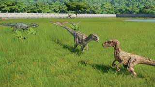 Herrerasaurus VS Velociraptor Update 17  Jurassic World Evolution [upl. by Cletus]