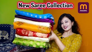 Meesho Saree Haul Under 599rs 😍 OrganzaBanarasi Silk Saree Review  Meesho New Collection saree [upl. by Soulier606]