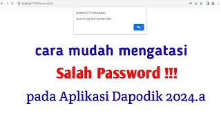 DAPODIK 2024a  MENGATASI SALAH PASSWORD LOGIN DAPODIK 2024a [upl. by Pihc]