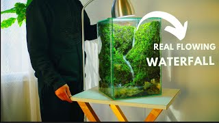 i made a real flowing waterfall in a glass tank  waterfall paludarium [upl. by Woodley]