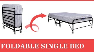 Foldable Single Bed  Foldable Beds For Adults  Collapsible Bed  Folding Bed With Mattress [upl. by Aztinad]