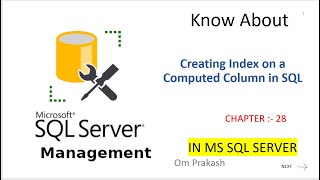 Creating Index on a Computed Column Chapter 28 [upl. by Niroc]