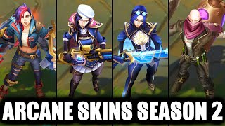 All New Arcane Skins Spotlight Arcane Brawler Vi Arcane Commander Caitlyn Arcane Shimmer Lab Singed [upl. by Esina]