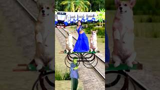 Lilly aunty dancing with fanny dog on green thela stop the high speed traintrendingviralvideo [upl. by Sayles698]