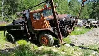 Surplus Pettibone 10FM Warehouse Crane Recovers Stuck Walter Truck [upl. by Anya]