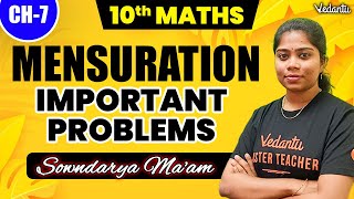 10th Maths  CH 7  Mensuration Important Problems  2nd Mid Term  Sowndarya Maam [upl. by Lauber1]