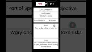 GRE Vocabulary builder for English 544 Word Circumspect GRE English Vocabulary Shorts [upl. by Hajed849]