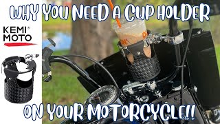 Handlebar Cup Holder Installation and Review KemiMoto [upl. by Toile]