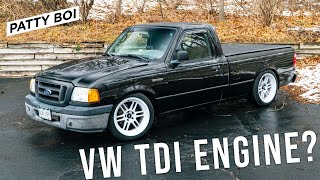 Unique Turbo Diesel Swapped Ford Ranger VW TDI Engine [upl. by Cantlon]