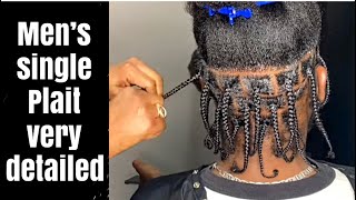 How to Single Braid Men’s Hair  Very Detailed [upl. by Padget]