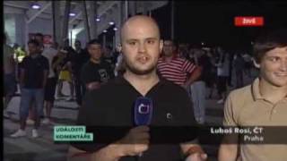 Navijači Zvezde Prag  Red Star Belgrade Fans amp TV reporter Prague [upl. by Ssalguod391]