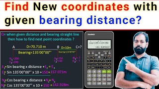 how to calculate coordinates  easting northing from known points distance and bearing [upl. by Gabriell]