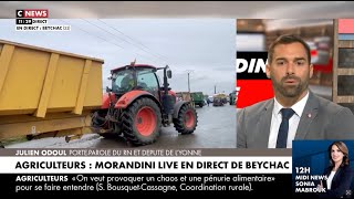 Les agriculteurs sont plus contrôlés et harcelés que des OQTF    Julien Odoul CNEWS [upl. by Ytteb]