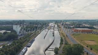 Ghent Belgium Ringvaart in Ghent  water channel Sluis Merebeke  landmark gateway to the Ringva [upl. by Sancho]