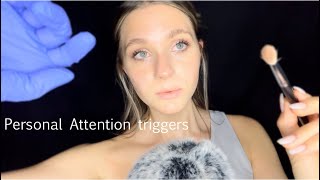 ASMR Personal Attention Triggers Face Touching Brushing SoftInaudible Whisper [upl. by Kelcy]