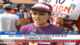 AntiTrump protesters hold mass action near US Embassy in Manila [upl. by Aitekram]