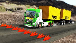 Trucks vs Spikes 3  BeamNGDRIVE [upl. by Valaria]