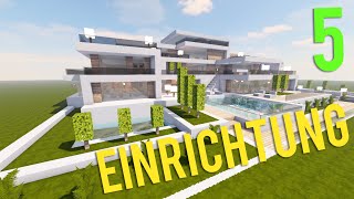 EINRICHTUNG  WOHNZIMMER größte moderne Luxusvilla in MINECRAFT TUTORIAL HAUS 287 Part 5 [upl. by Gnof]