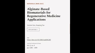 AlginateBased Biomaterials for Regenerative Medicine Applications  RTCLTV [upl. by Eitsud]