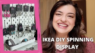 How to make a spinning pegboard display using Ikea Skadis  Easy DIY organizer for jewelry crafts [upl. by Ihtac]