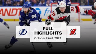 Lightning at Devils  October 22 2024  NHL Full Game Highlights [upl. by Atikaj515]