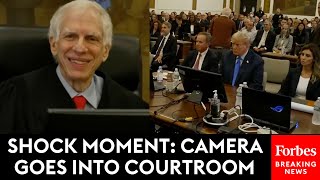 BREAKING NEWS Camera Briefly Gets Into Trump Trial Courtroom Judge Takes Off Glasses And Smiles [upl. by Pattin272]