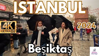 ISTANBUL BESIKTAS DISTRICTION  WALKING TOUR ON JANUARY 12TH 2024  UHD 4K 60FPS [upl. by Eskill]