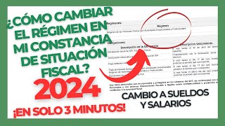 Como CAMBIAR mi REGIMEN FISCAL de mi CONSTANCIA DE SITUACIÓN FISCAL e el SAT [upl. by Novyat]