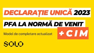 Model completare Declarație Unică 2023 pentru PFA la Normă de venit  CIM contract de muncă [upl. by Fulmer110]