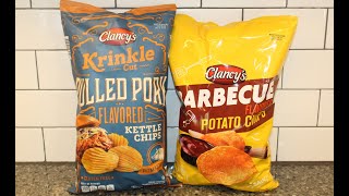 Clancy’s ALDI Pulled Pork Kettle Chips amp Barbecue Potato Chips Review [upl. by Nurat]