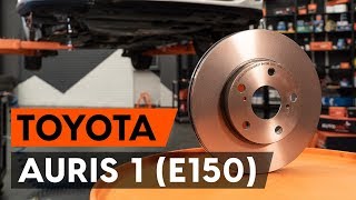 How to change front brake discs  front brake rotors on TOYOTA AURIS 1 E150 TUTORIAL AUTODOC [upl. by Asyral]