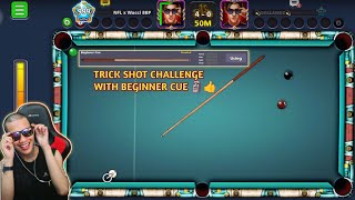 TRICKSHOT CHALLENGE With BEGINNER CUE 8 Ball Pool 999 LEVEL [upl. by Hamburger]