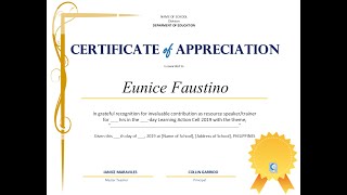 Certificate of Appreciation for LAC Training DepEd  FREE TEMPLATE v1 [upl. by Germana215]