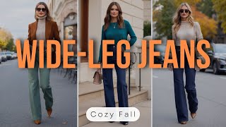 WideLeg Trouser Jeans The Perfect Fall Casual Outfit  2024 Fashion Trends [upl. by Linda]