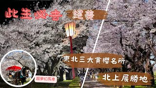 『夢幻櫻花秘境』2023日本東北·必去三大櫻花聖地🌸 櫻花隧道北上展勝地盛岡城夜櫻花 •盛岡冷麵 仙台牛舌 [upl. by Warenne]