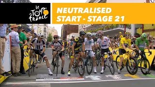 Neutralised start  Stage 21  Tour de France 2018 [upl. by Atinomar]