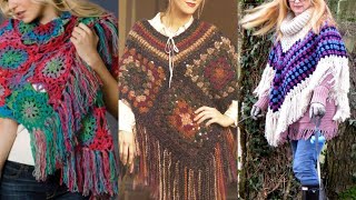 latest style most wearing elegant v shape shawl poncho design for ladies [upl. by Inness]