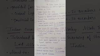 INDIAN COUNCIL ACT Part 1 ✨️📝 upsc upscnotes upscexampreparation upscmotivation upsc [upl. by Agem]