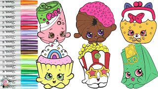 Shopkins Coloring Book Compilation for Kids Dippy Donut Rayne Bow Jingle Purse Poppy Corn Soda Pops [upl. by Susejedesoj]