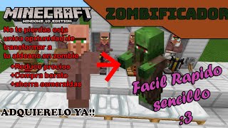 Como Hacer un zombificador Reduccion de Precios en los comerciosMinecraft bedrock 116 [upl. by Neladgam283]