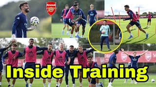 Fire Works🔥Inside Arsenal Training Today  HavertzCalafioriRiceRaya amp Saka in ActionArteta Ball [upl. by Akinot]