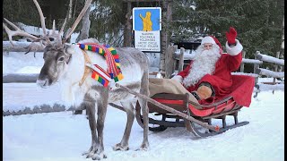 Santa Claus amp reindeer 🦌🎅 Departure of Father Christmas from Lapland Finland Message Merry Christmas [upl. by Tocci169]