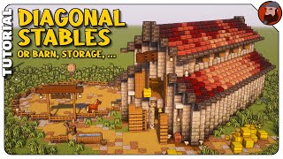 Diagonal Barn Stables Storage in Minecraft  Tutorial  Easy [upl. by Mosier510]