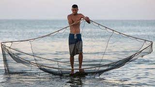 Net Fishing in the Sea Tips and Techniques  Professional Fishing Net Setup [upl. by Aihsakal]