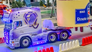 Epic RC trucks and crane action on a wonderful exhibition display [upl. by Mirella839]