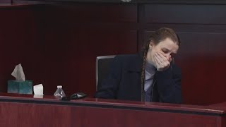 Michigan mom vomits on the stand when shown photos of her malnourished son she tortured [upl. by Nue]