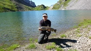 Pêche au leurre en lac daltitude dans les Hautes Alpes  grosse fario [upl. by Dviad]