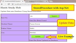 Update or Edit Data into Database Using Stored Procedure in AspNet C  Hindi [upl. by Noinatrad]